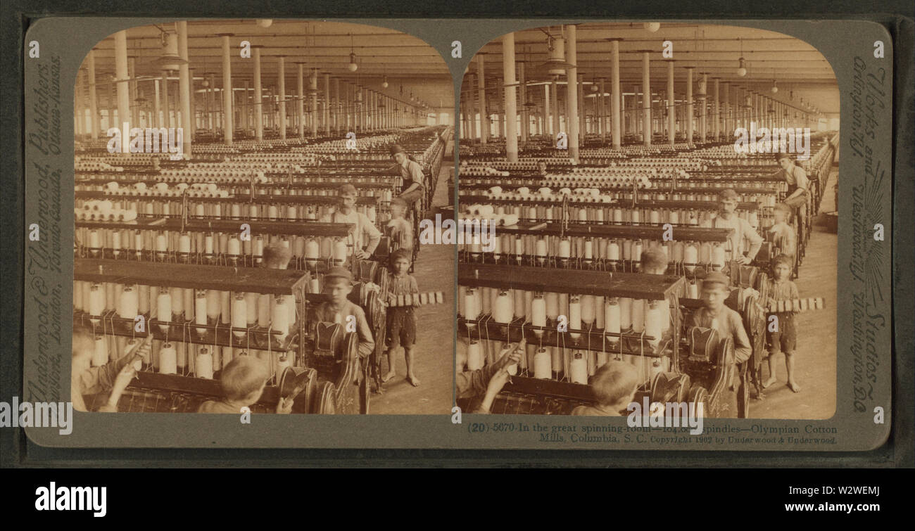 In the great spinning-room - 104,000 spindles - Olympian Cotton Mills, Columbia, SC, from Robert N Dennis collection of stereoscopic views 2 Stock Photo