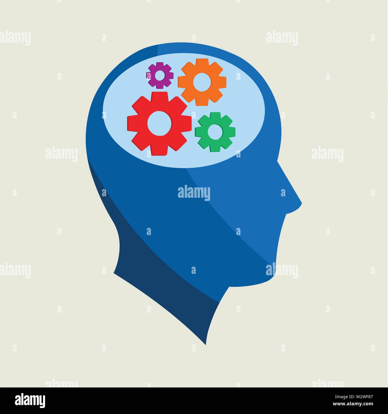 Man head silhouette gears vector hi-res stock photography and images ...