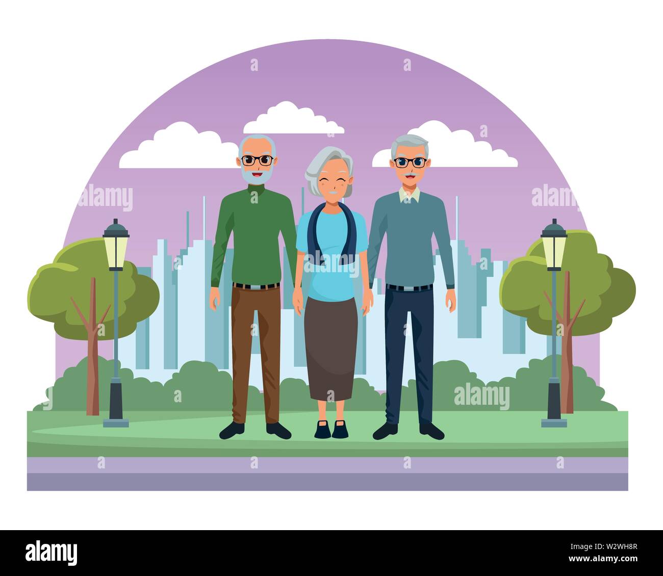 old people smiling and happy Stock Vector