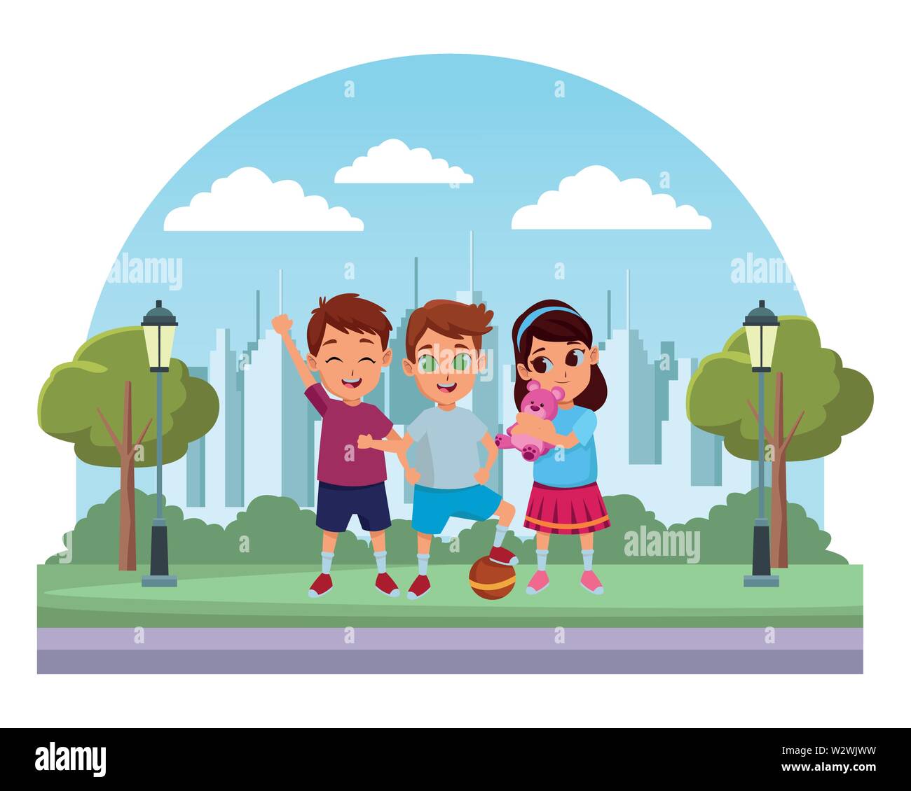 Kids friends playing and smiling cartoons Stock Vector Image & Art - Alamy