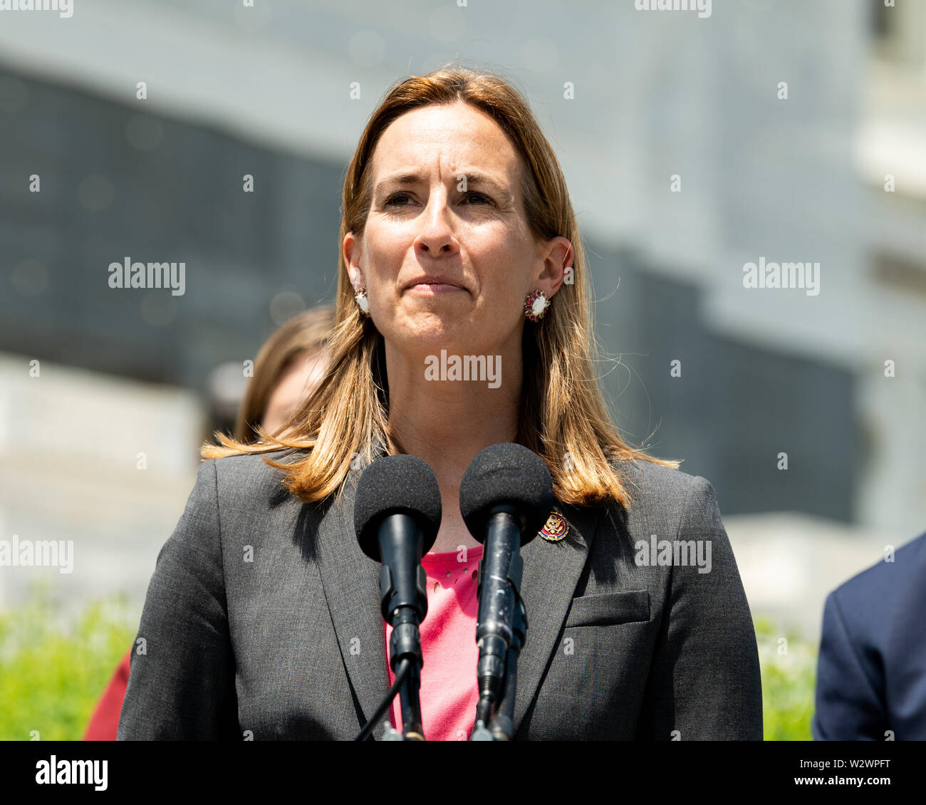 Washington, United States. 10th July, 2019. U.S. Representative Mikie Sherrill (D-NJ) speaking in favor of inclusion of House Amendment # 270 to the National Defense Authorization Act (NDAA) aimed at preventing war with Iran, at the Capitol in Washington, DC. Credit: SOPA Images Limited/Alamy Live News Stock Photo