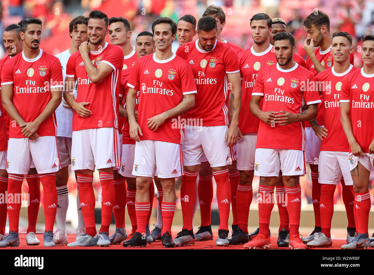 Lisbon, Portugal. 10th July, 2019. Jonas Gonçalves Oliveira (M) of SL  Benfica says goodbye to his football career during the Pre-Season football  match 2019/2020 between SL Benfica vs Royal Sporting Club Anderlecht.(Final