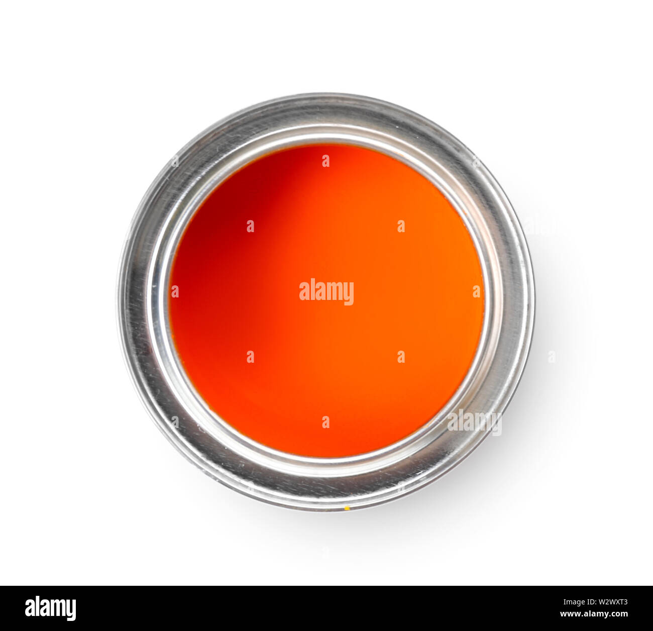 Can of paint on white background Stock Photo Alamy