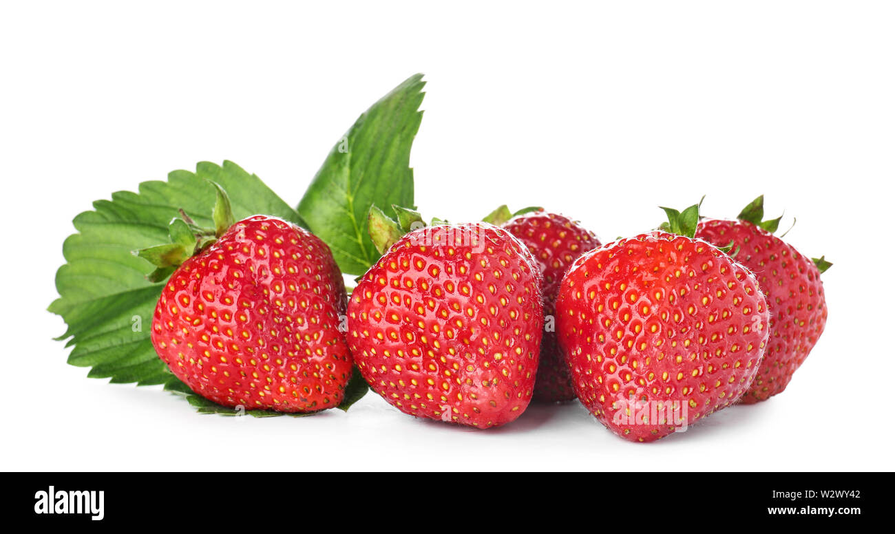 Sweet ripe strawberry on white background Stock Photo - Alamy