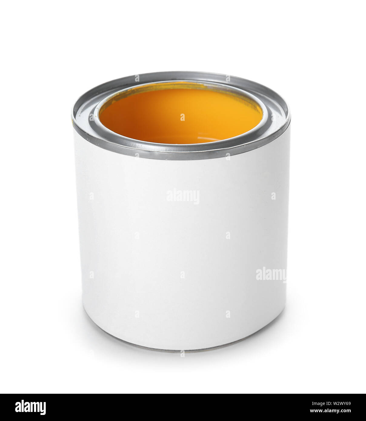 Can of paint on white background Stock Photo - Alamy