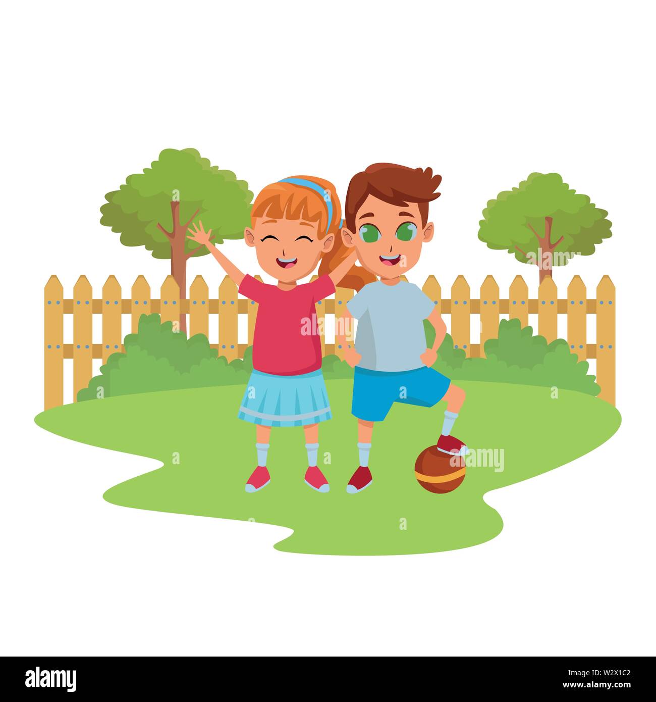Kids friends playing and smiling cartoons Stock Vector Image & Art - Alamy