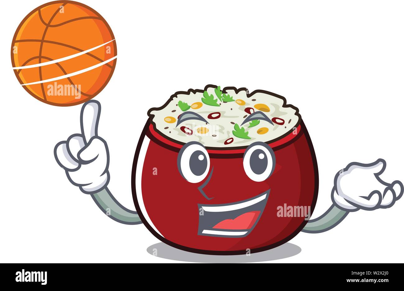 With basketball curd rice served in mascot bowl Stock Vector Image ...