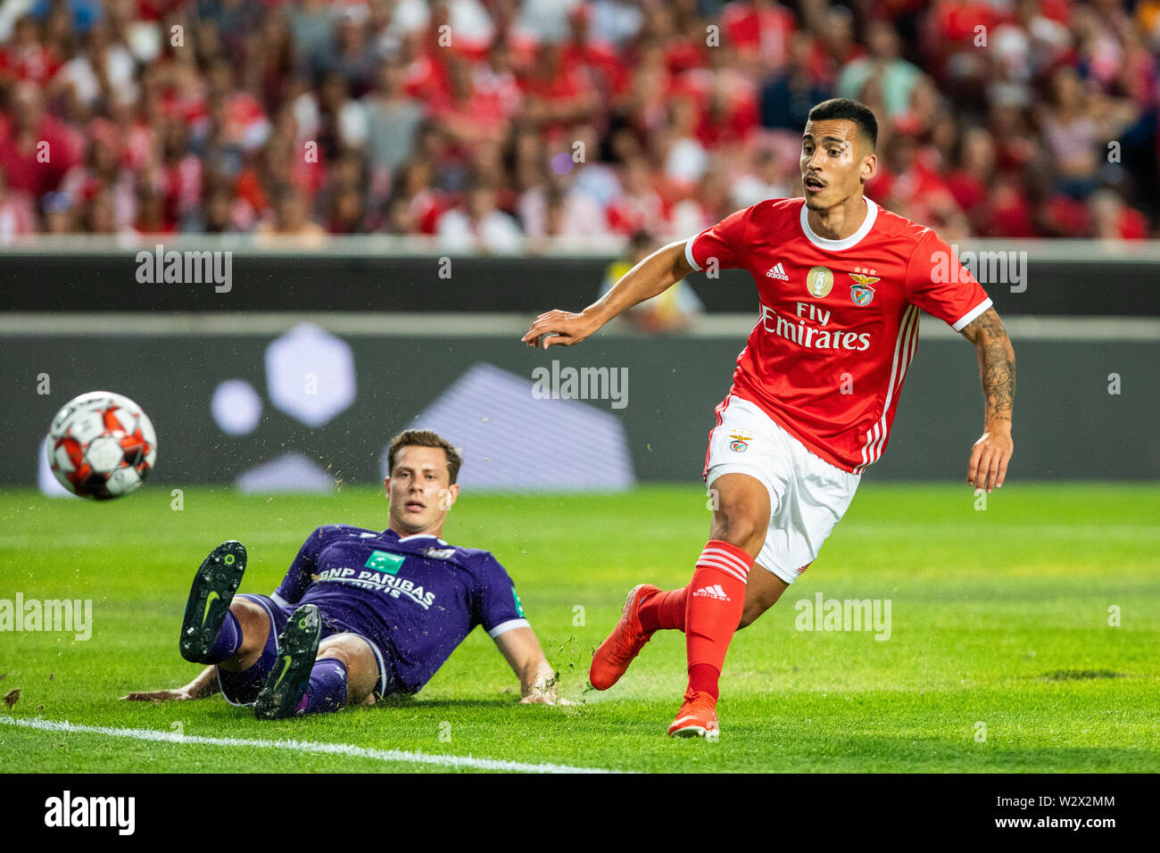 Lisbon, Portugal. 10th July, 2019. Chiquinho (Francisco Leonel Lima Silva Machado) of SL Benfica in action during the Pre-Season football match 2019/2020 between SL Benfica vs Royal Sporting Club Anderlecht.(Final score: SL Benfica 1 - 2 Royal Sporting Club Anderlecht) Credit: SOPA Images Limited/Alamy Live News Stock Photo
