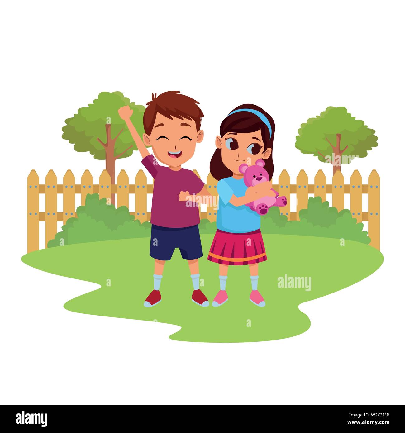 Kids friends playing and smiling cartoons Stock Vector Image & Art - Alamy