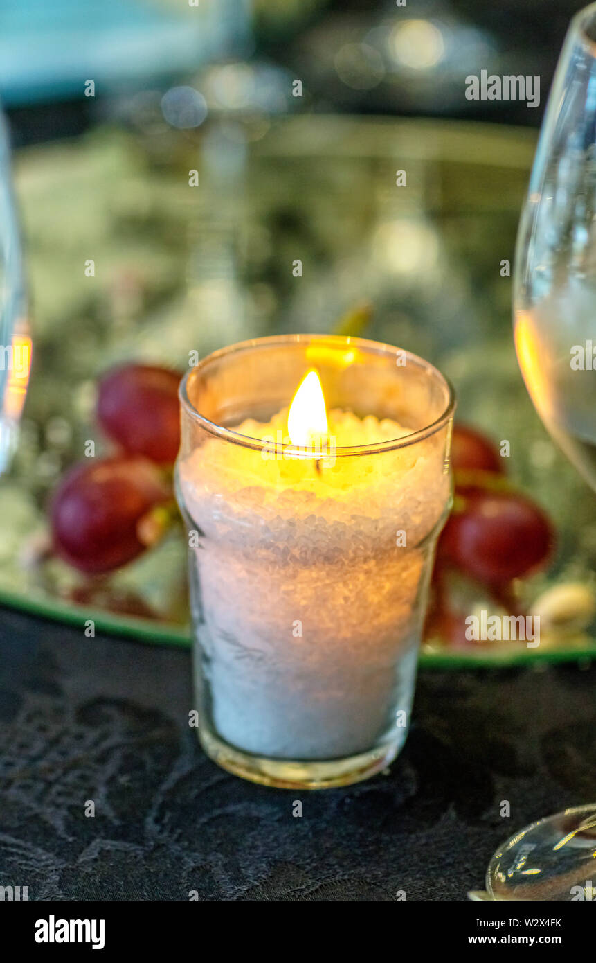 Candle and wine and grape wine Stock Photo Alamy