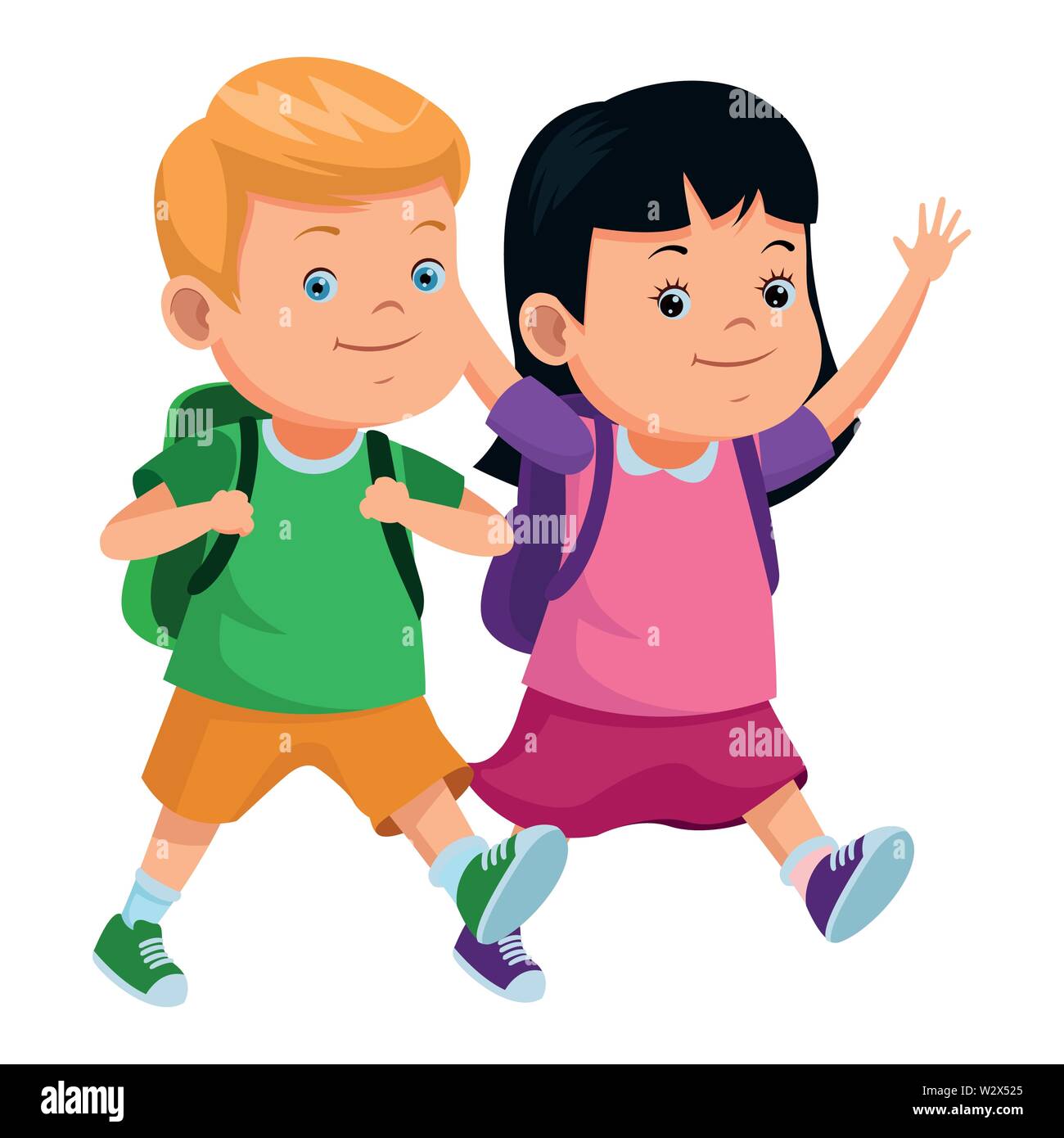 School kids smiling with backpacks Stock Vector Image & Art - Alamy