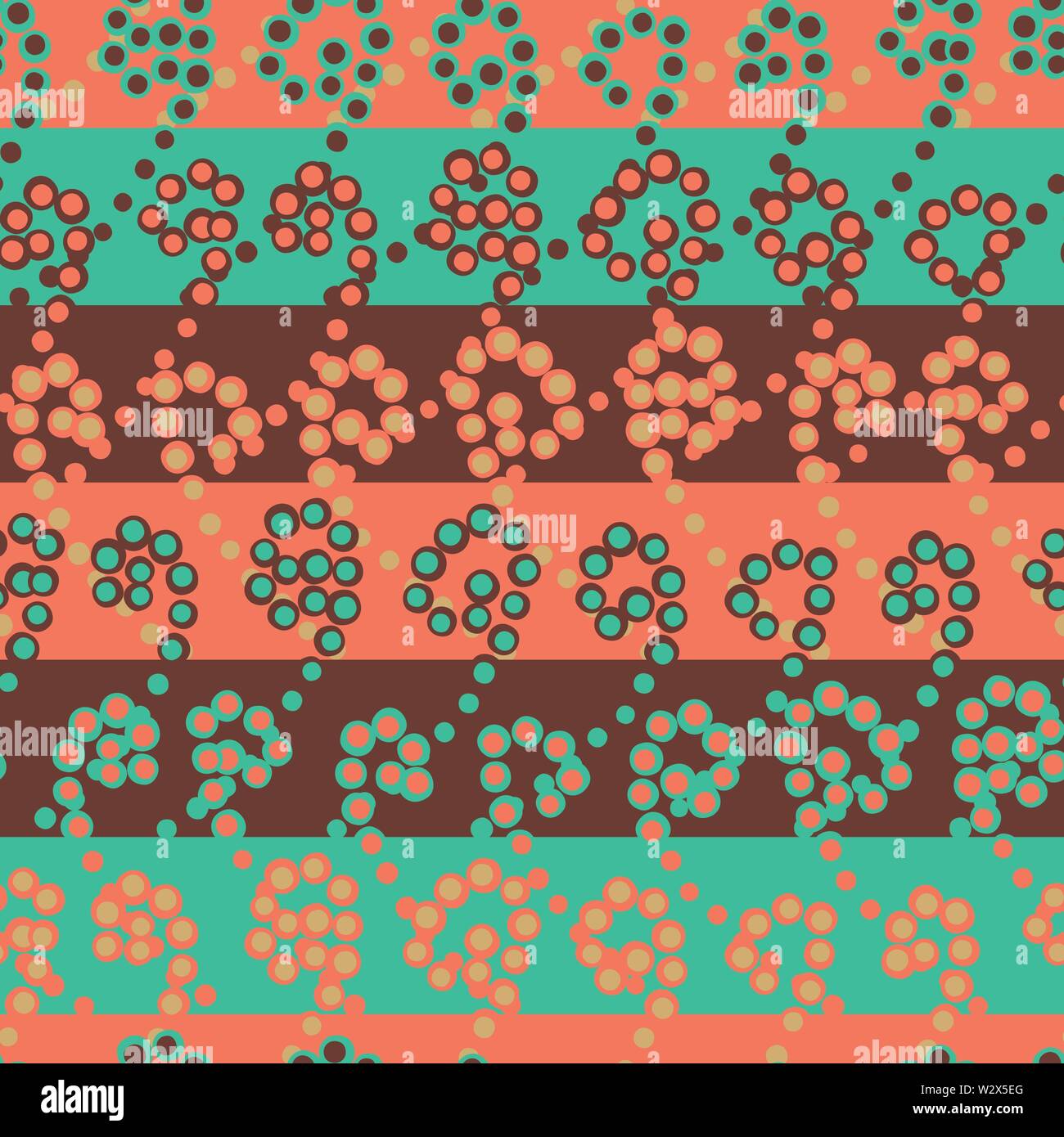 seamless vector stripes pattern in turquoise and coral Stock Vector
