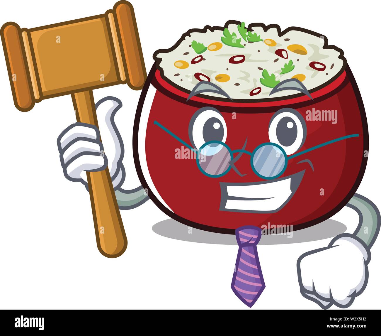 Judge curd rice placed on character plate Stock Vector