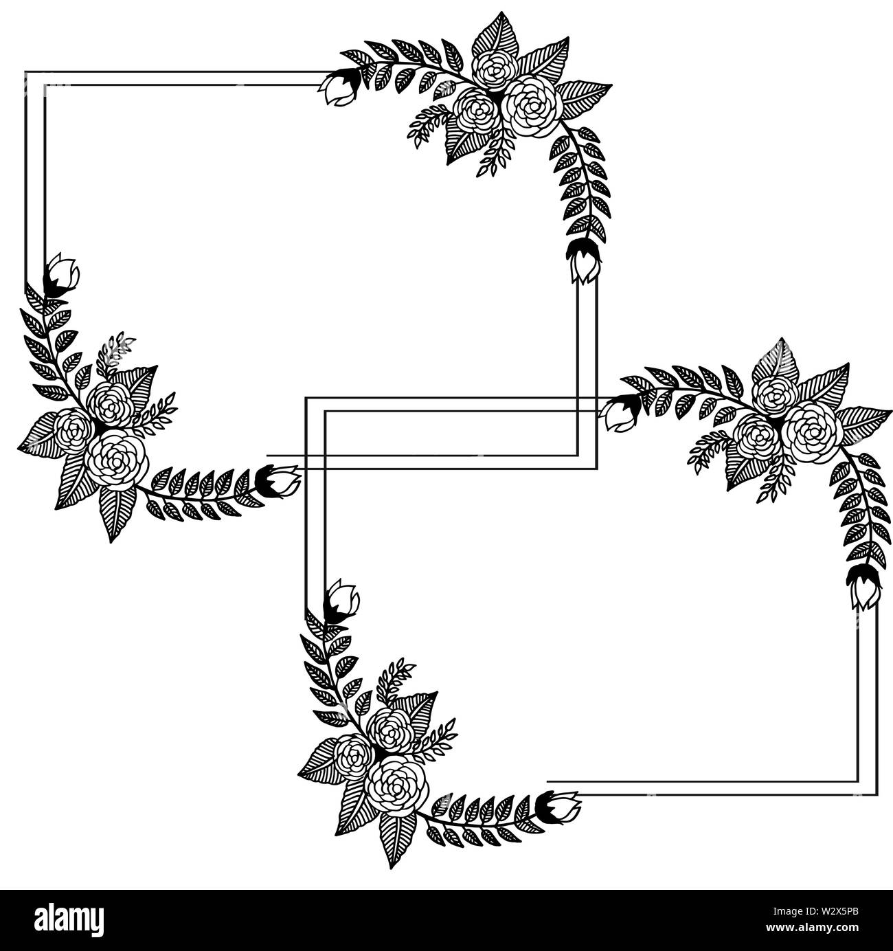 Floral wreath with leaves for wedding card, wallpaper elegant and ...