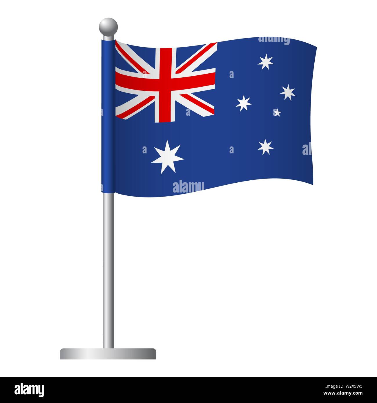 Australia flag on pole. Metal flagpole. National flag of Australia ...