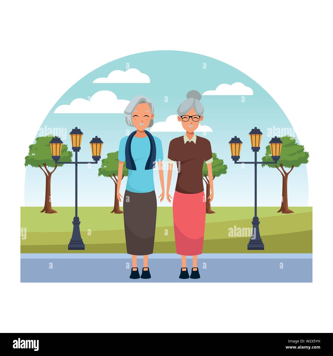 old people smiling and happy cartoons Stock Vector