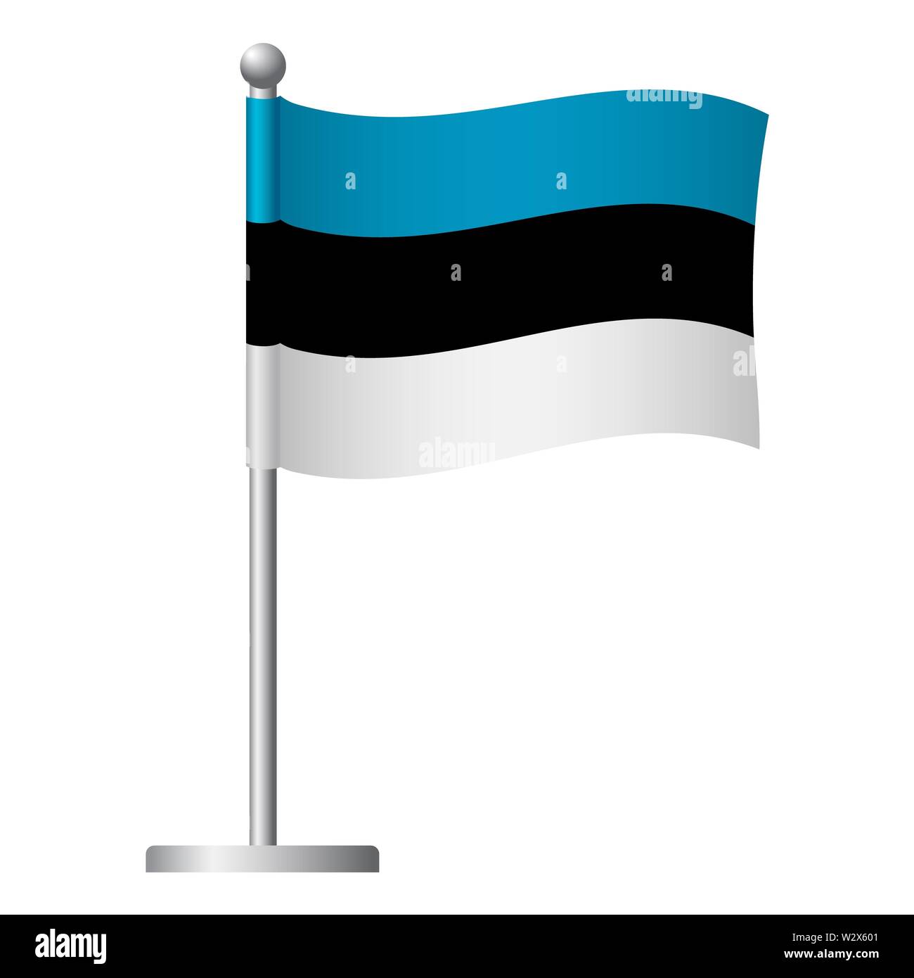 Estonia flag on pole. Metal flagpole. National flag of Estonia ...