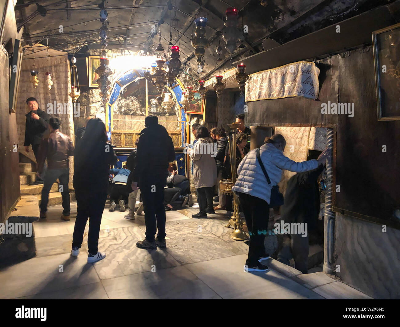 BETHLEHEM, PALESTINE JANUARY 22, 2019 Grotto Over Cave Where Jesus Christ was Born. Church of