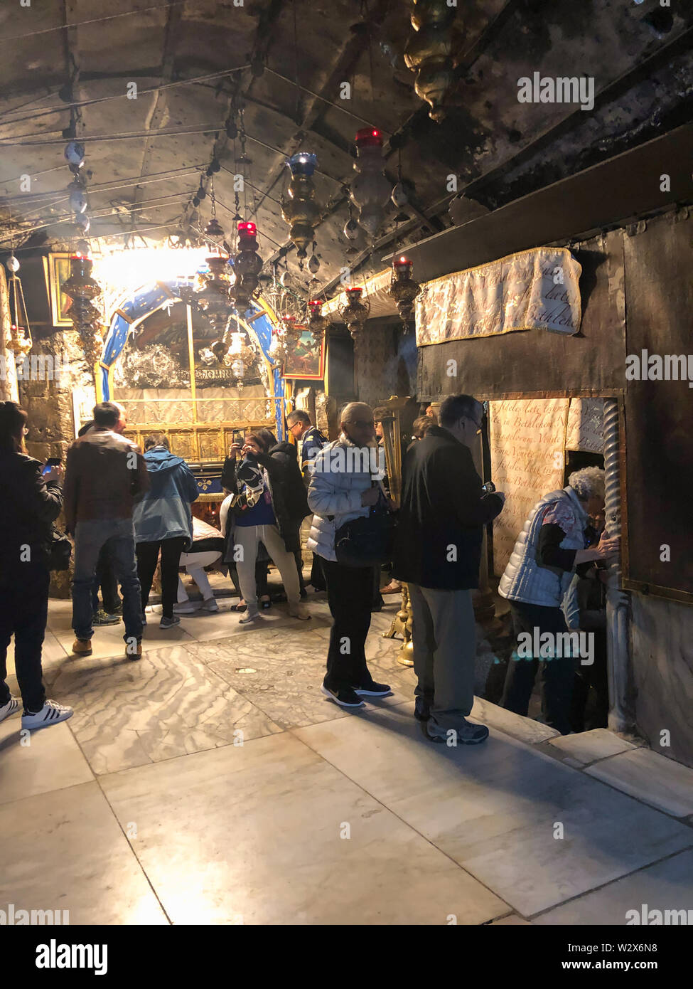 BETHLEHEM, PALESTINE JANUARY 22, 2019 Grotto Over Cave Where Jesus