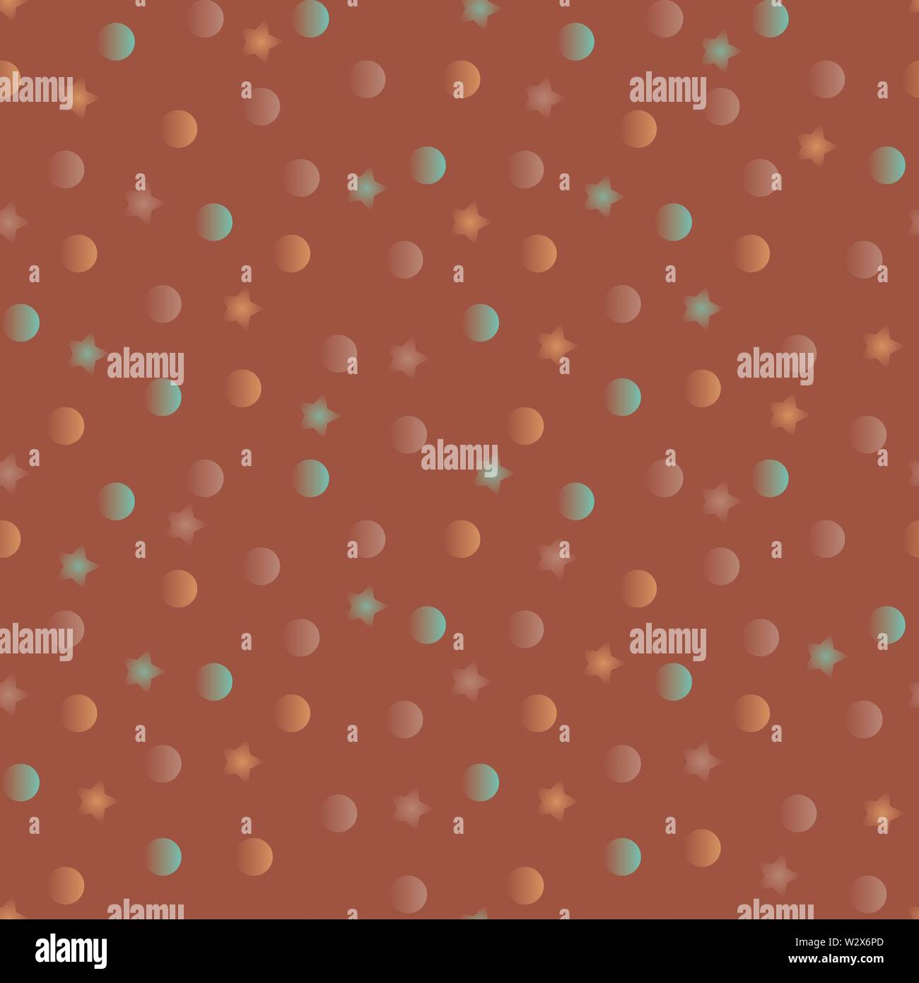 seamless vector polka dot pattern with circles and stars Stock Vector