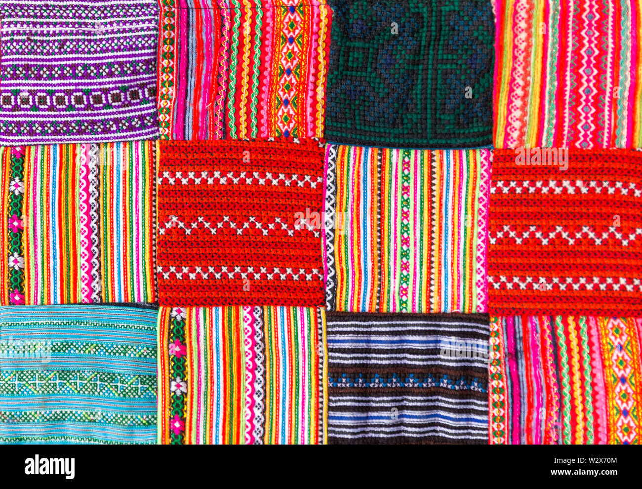 Patchwork quilt in asian multicolor style Stock Photo