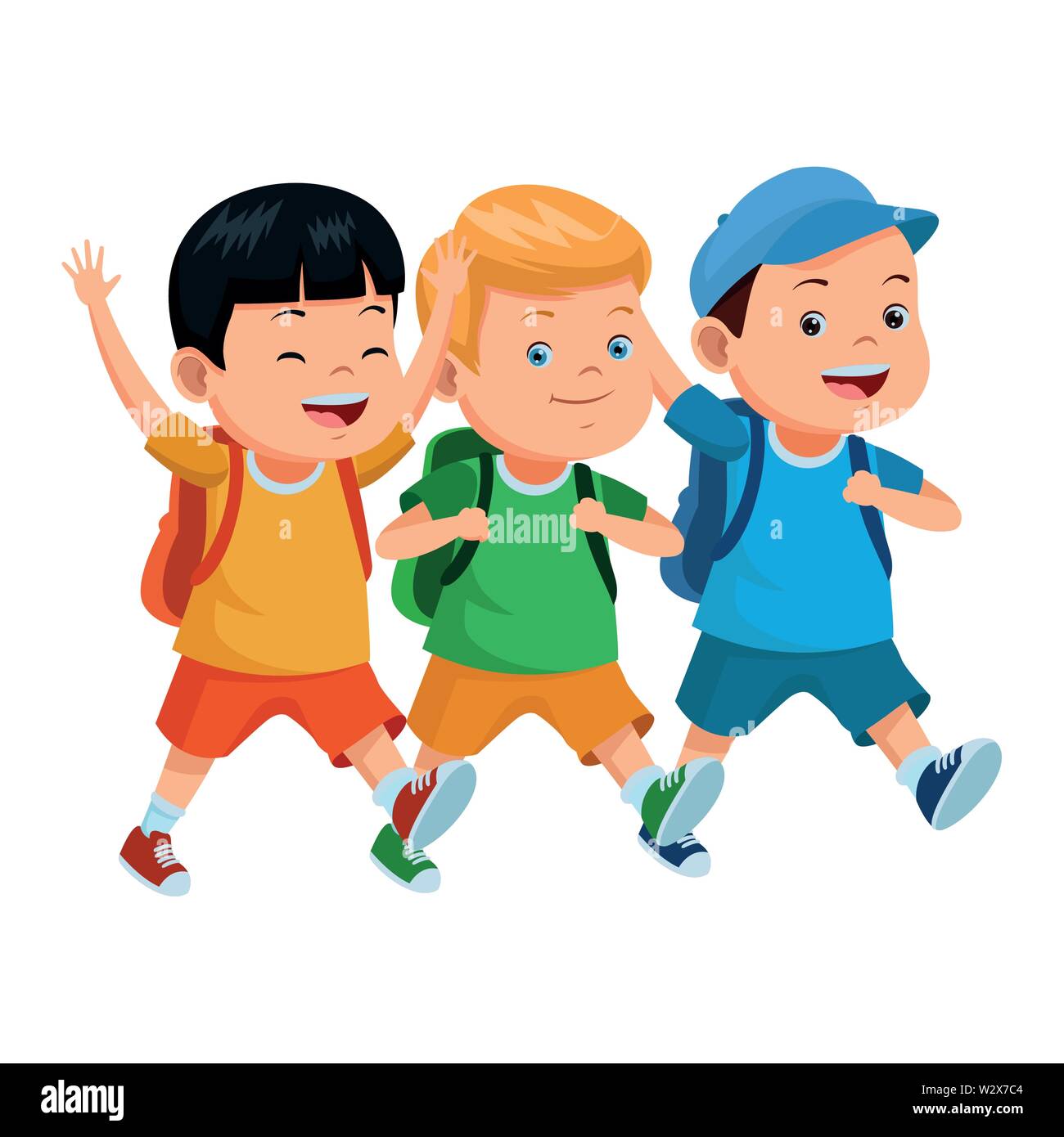 School kids smiling with backpacks Stock Vector Image & Art - Alamy