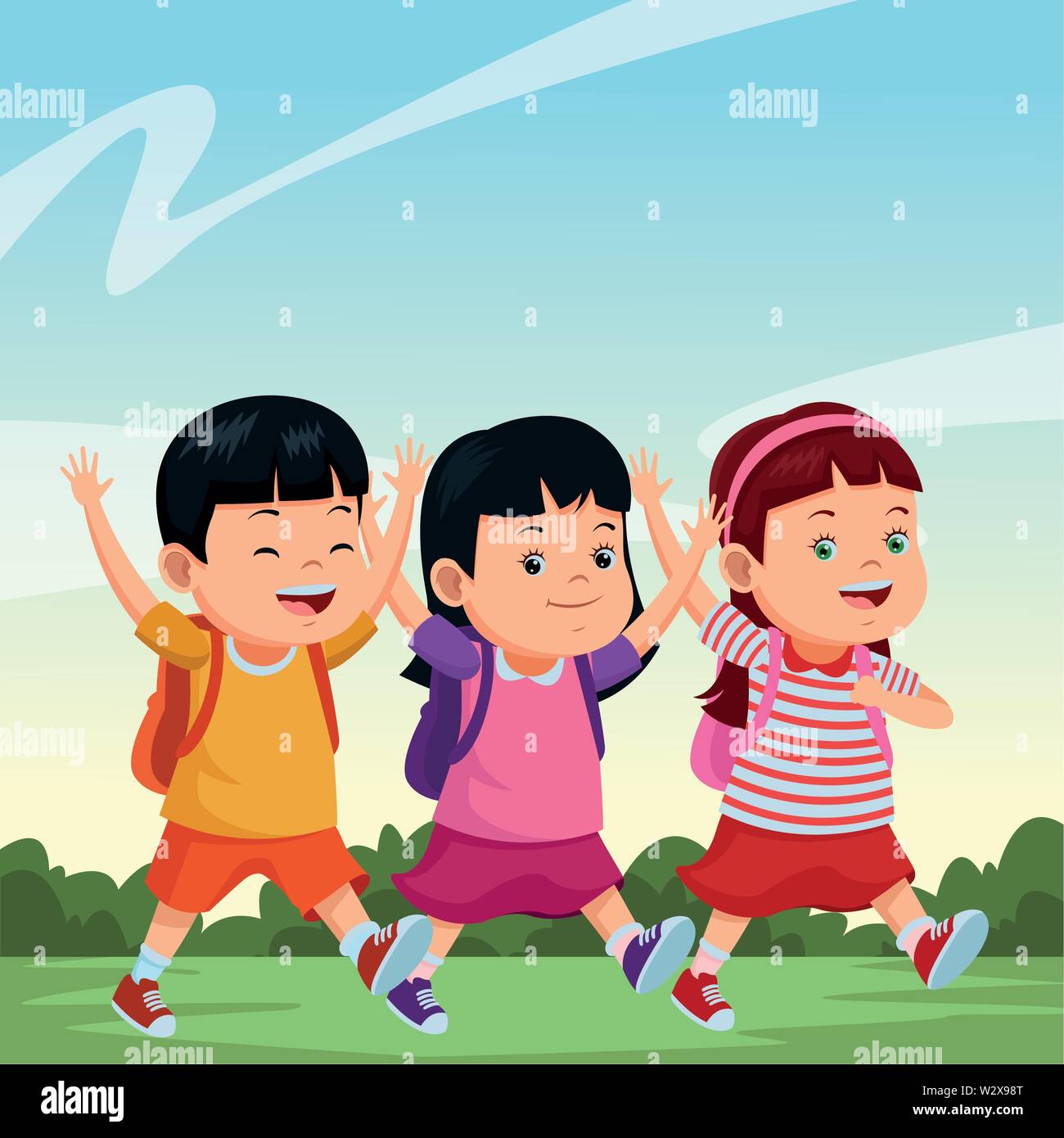 School kids smiling with backpacks Stock Vector Image & Art - Alamy