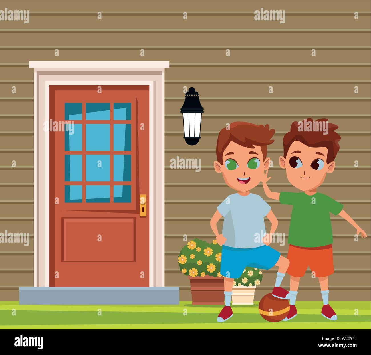 Kids friends playing and smiling cartoons Stock Vector Image & Art - Alamy
