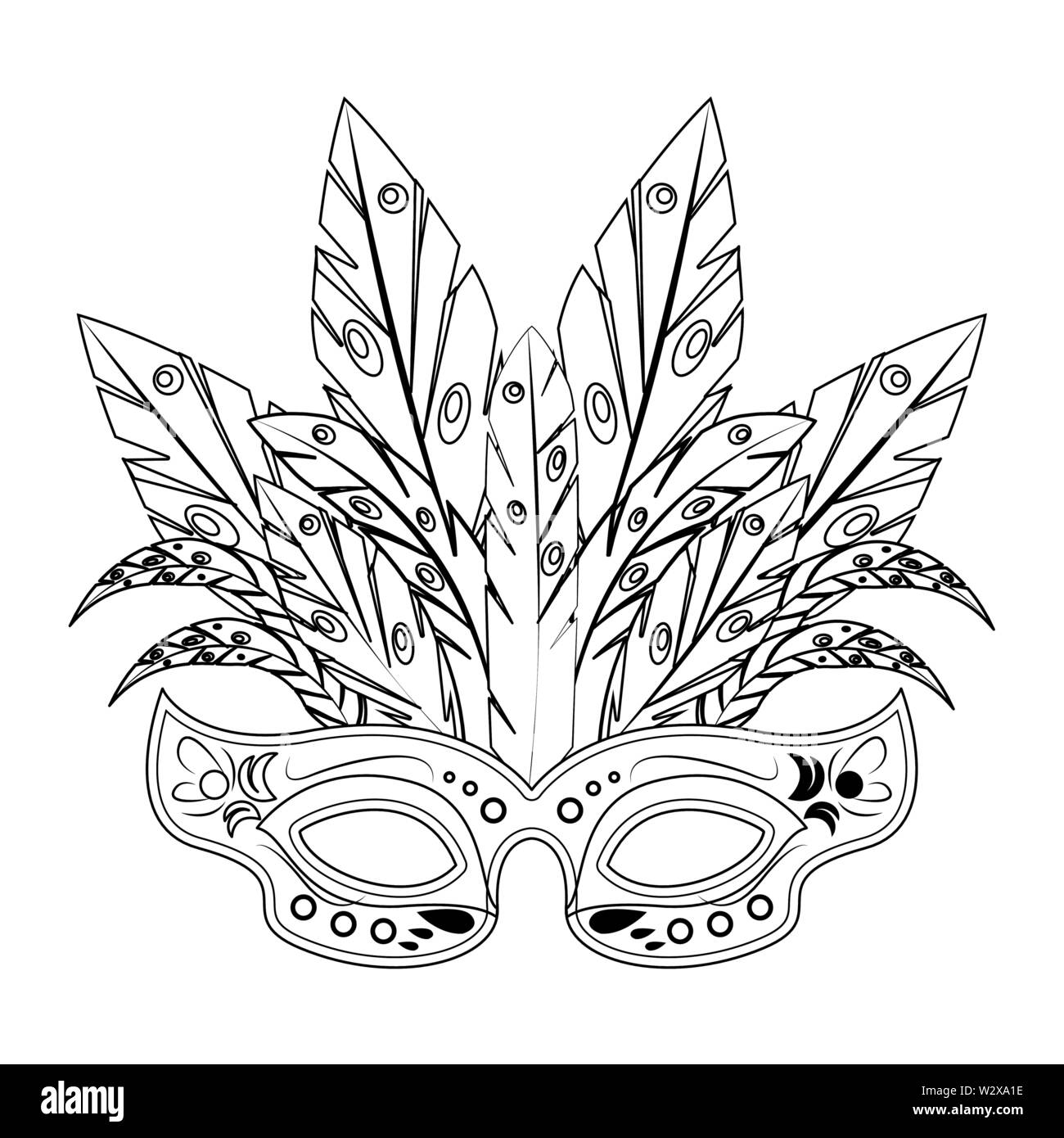 festive carnival party mask cartoon in black and white Stock Vector Image &  Art - Alamy