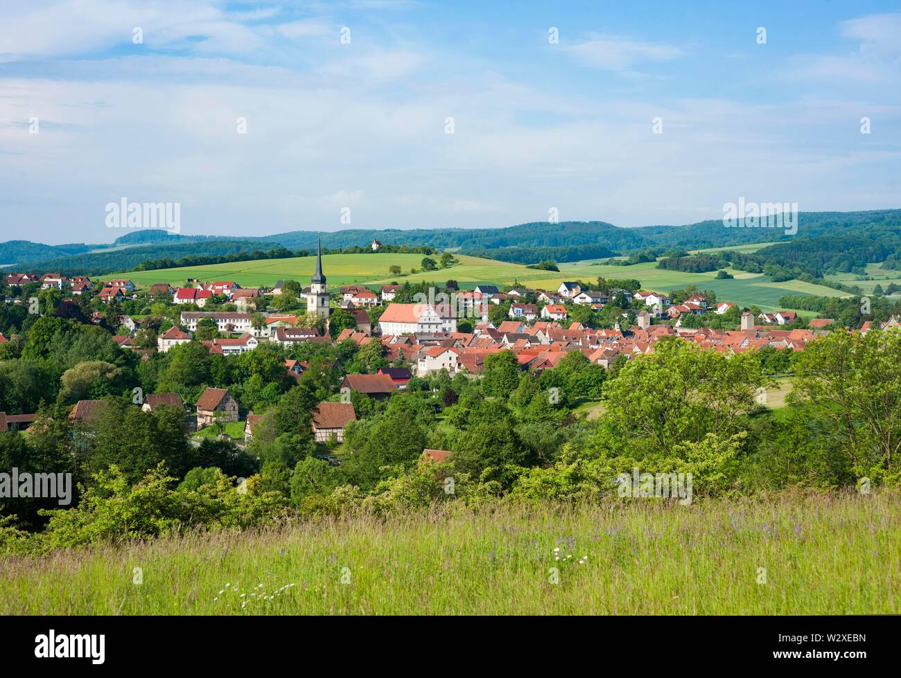 Cityscape, Fladungen, Biosphere Reserve Rhon, Bavaria, Germany Stock Photo