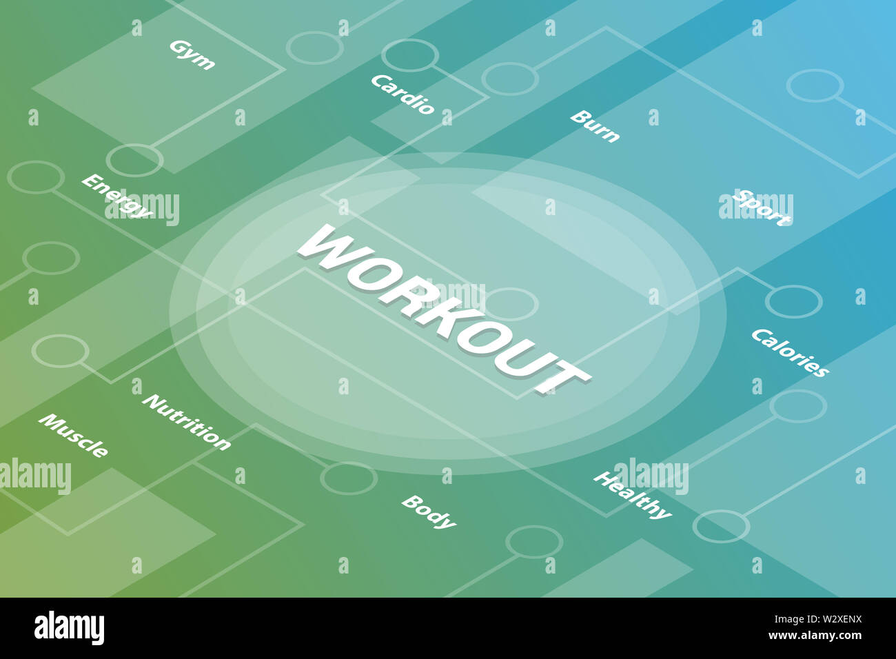 workout concept words isometric 3d word text concept with some related ...