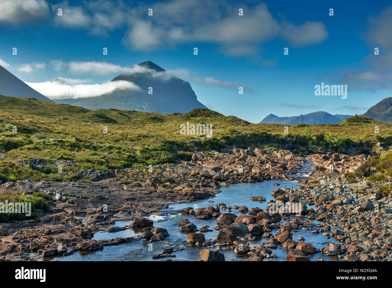 Landscape near Sligachan, Black Cullin Mountains, Isle of Skye, Scotland, Great Britain Stock Photo