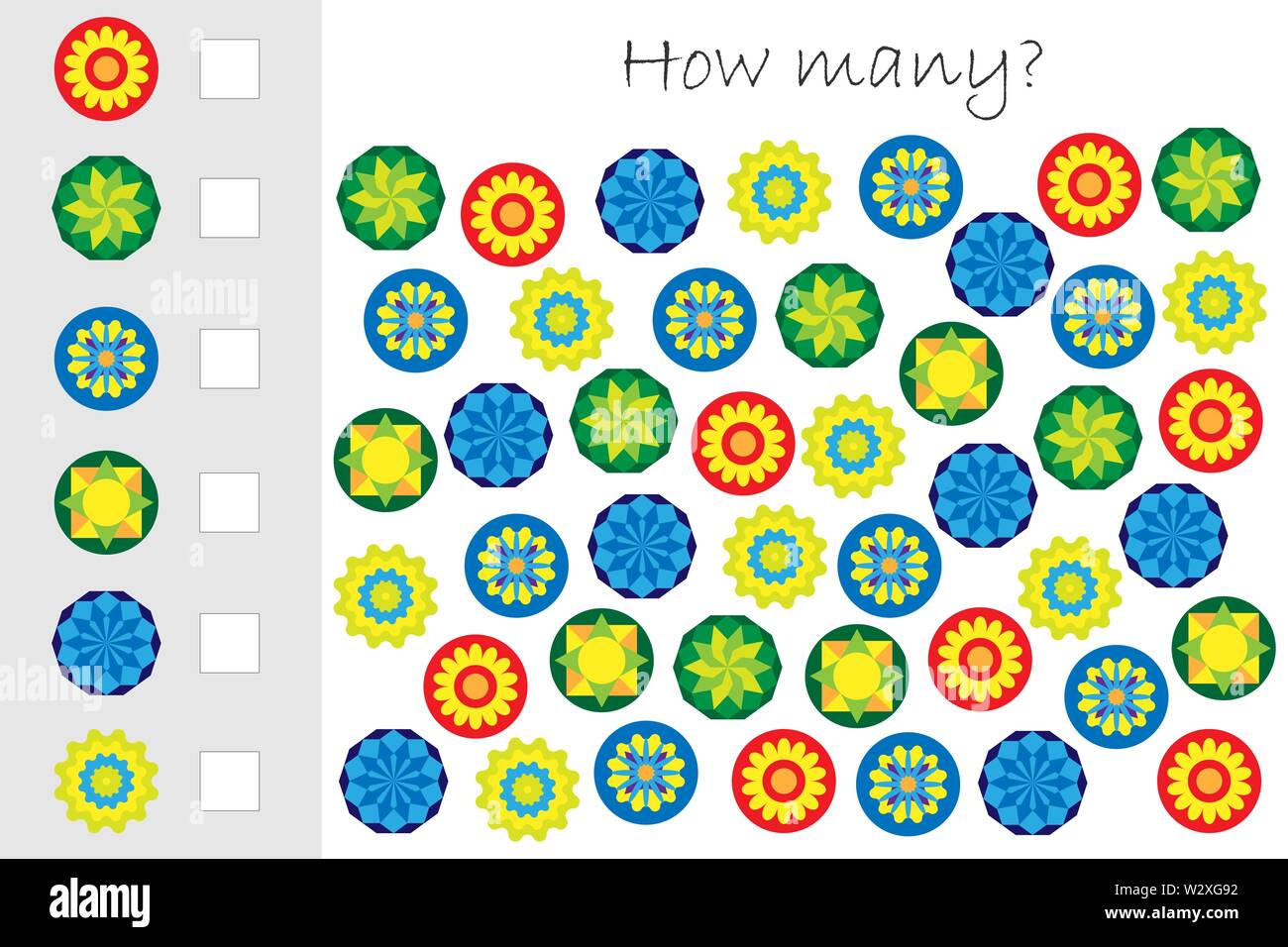 How Many Counting Game With Colorful Mandalas For Kids Educational