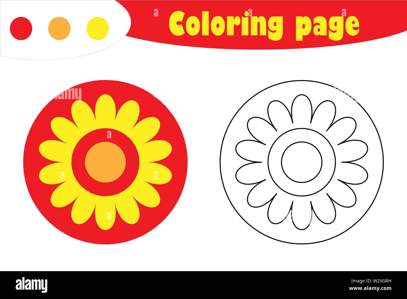 Mandala in cartoon style, coloring page, spring education paper game for the development of children, kids preschool activity, printable worksheet, ve Stock Vector