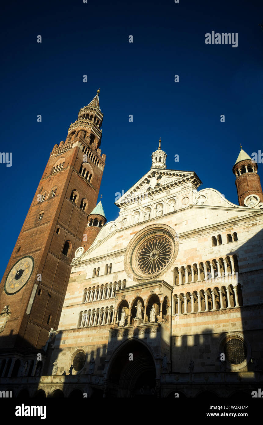 Italy, Lombardy, Cremona, The Cathedral and Torrazzo Bell Tower Stock Photo