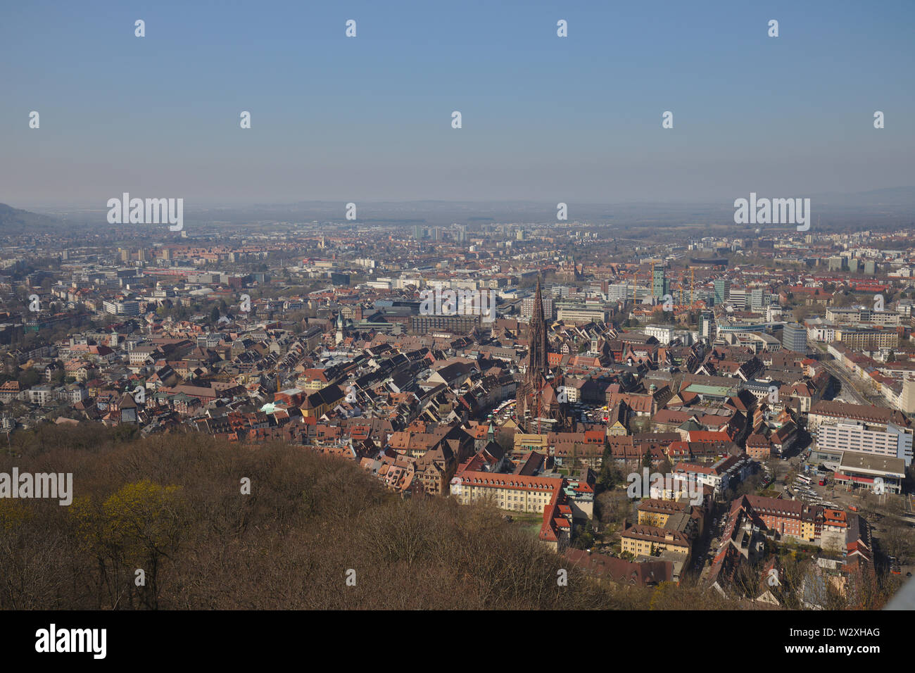 Freiburg germany. cityscape with the famous minster from the schlossberg tower Stock Photo