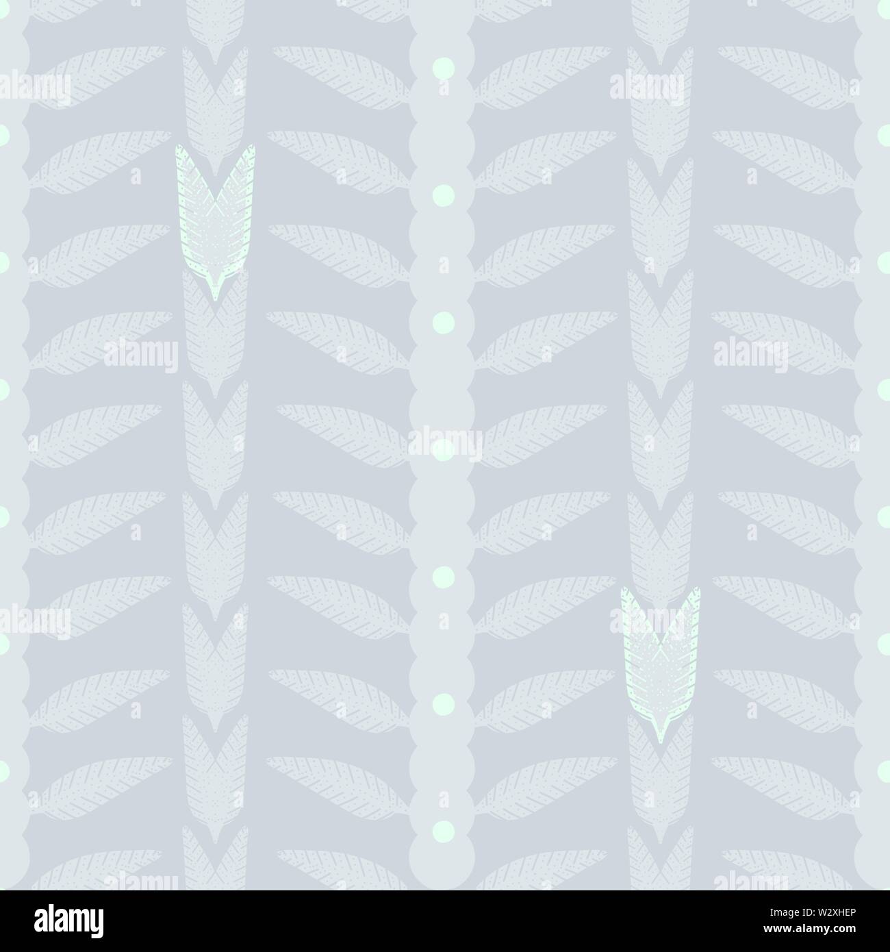 seamless vector pattern with stripes and leaves Stock Vector