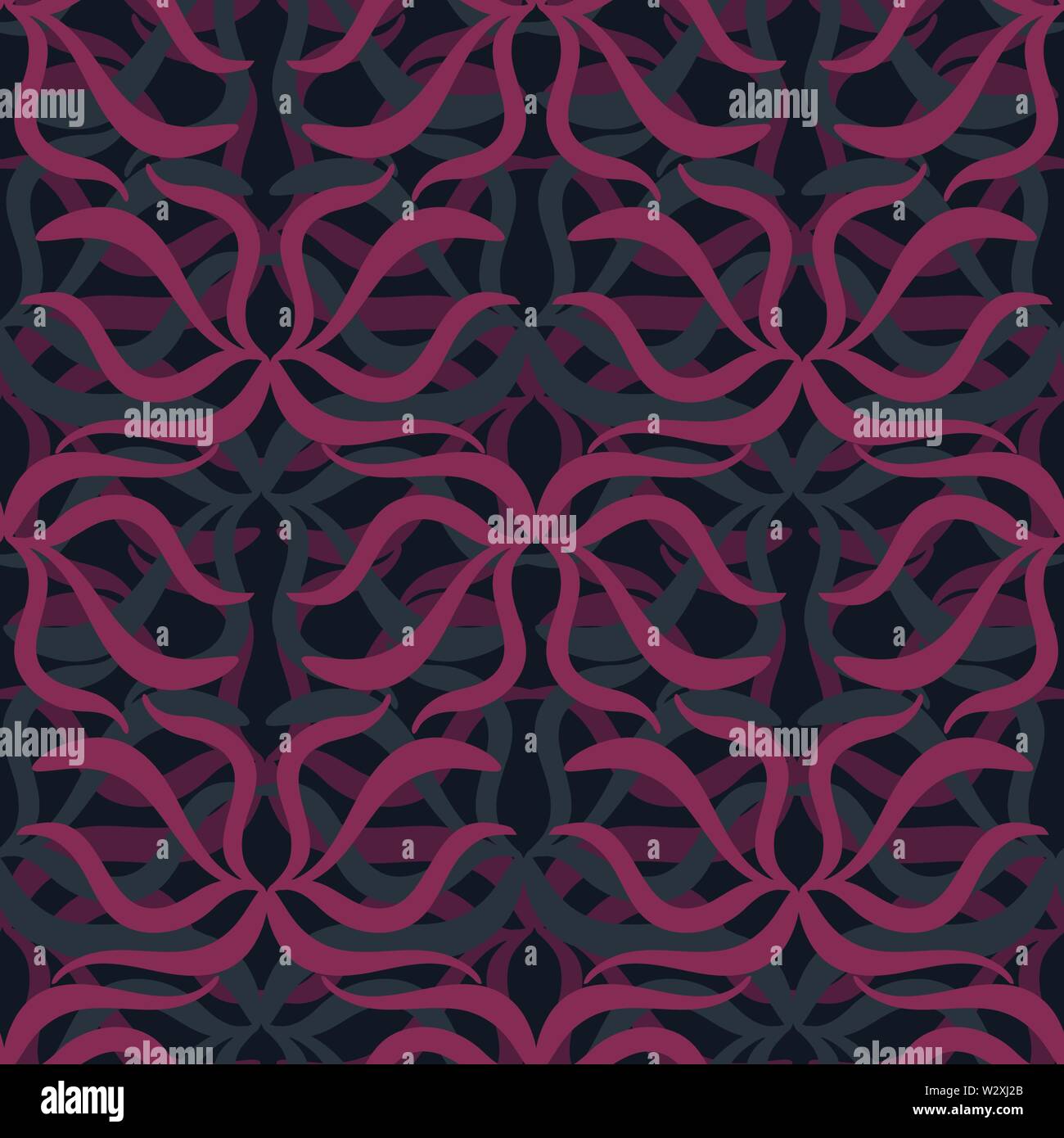 seamless vector pattern with pink ornament on a dark background Stock Vector