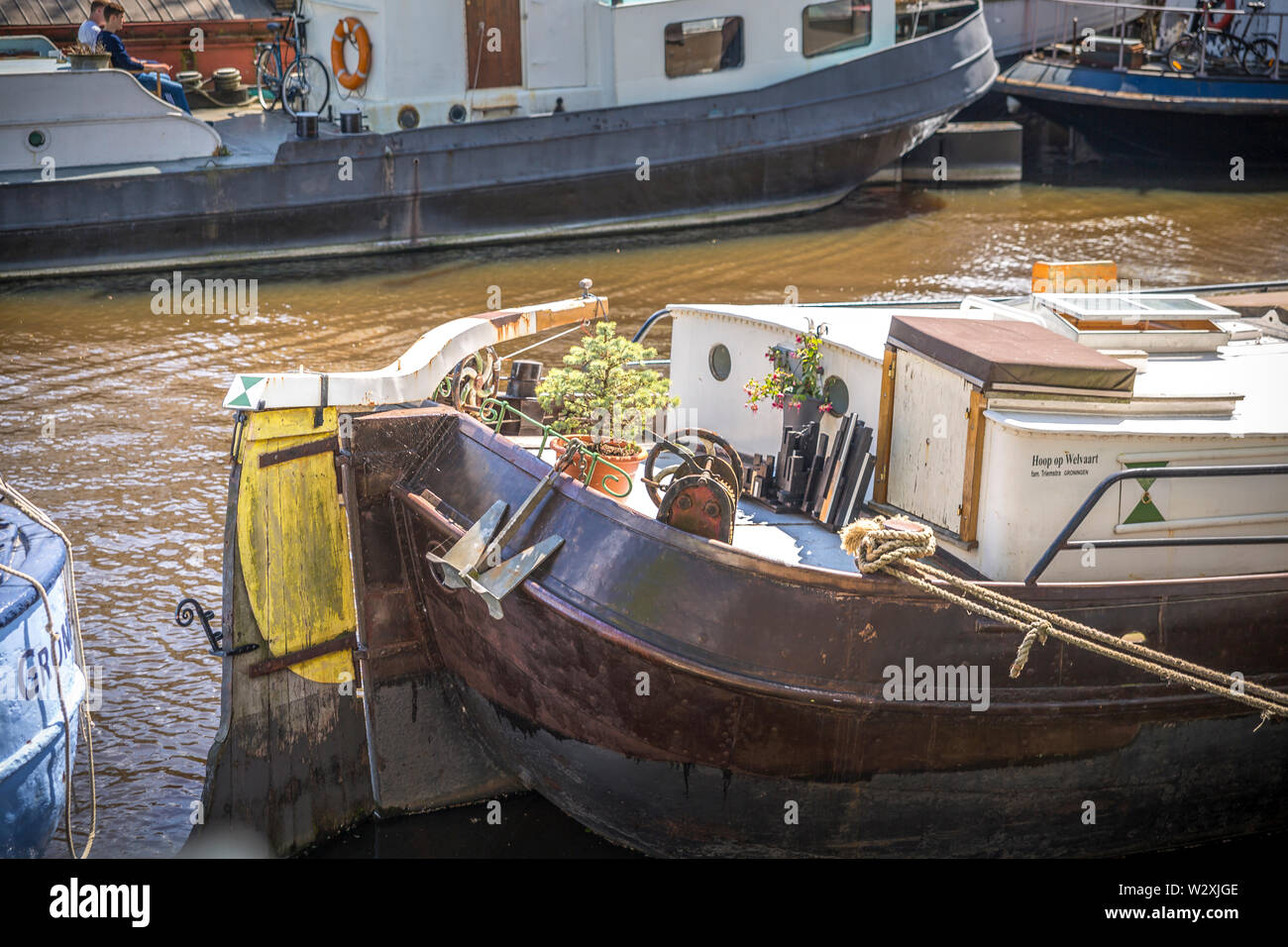 Beautiful Boat in Groningen Stock Photo
