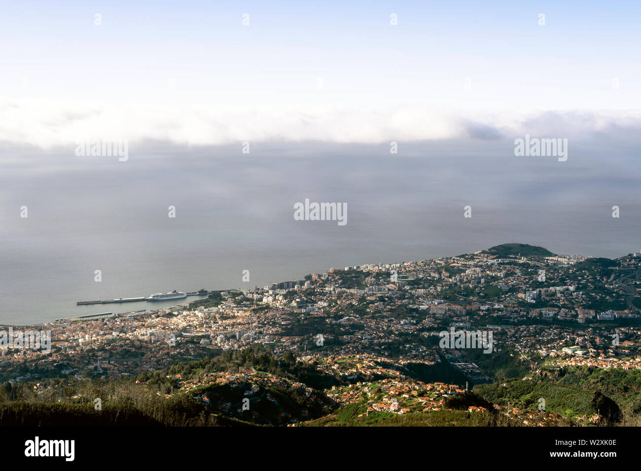 Portugal, Madeira Island, cityscape of Funchal from Pico Alto Stock Photo