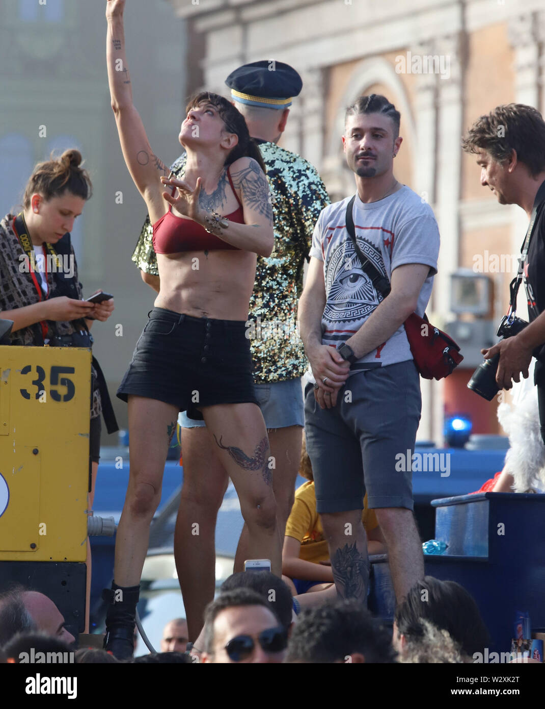 Asia Argento seen dancing at Gay Pride in Rome, Italy Featuring: Asia Argento Where: Rome, Italy