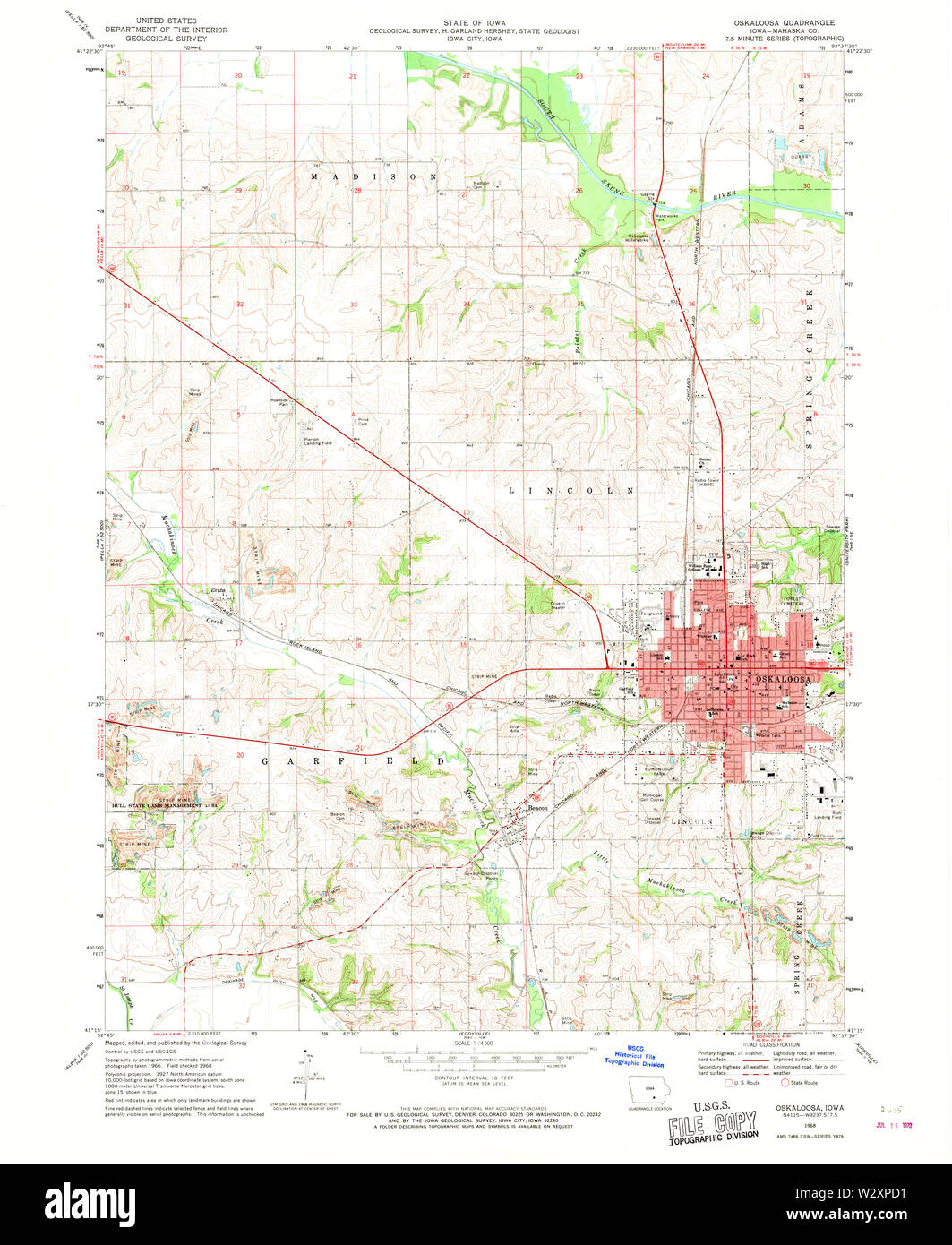 Oskaloosa iowa map hires stock photography and images Alamy