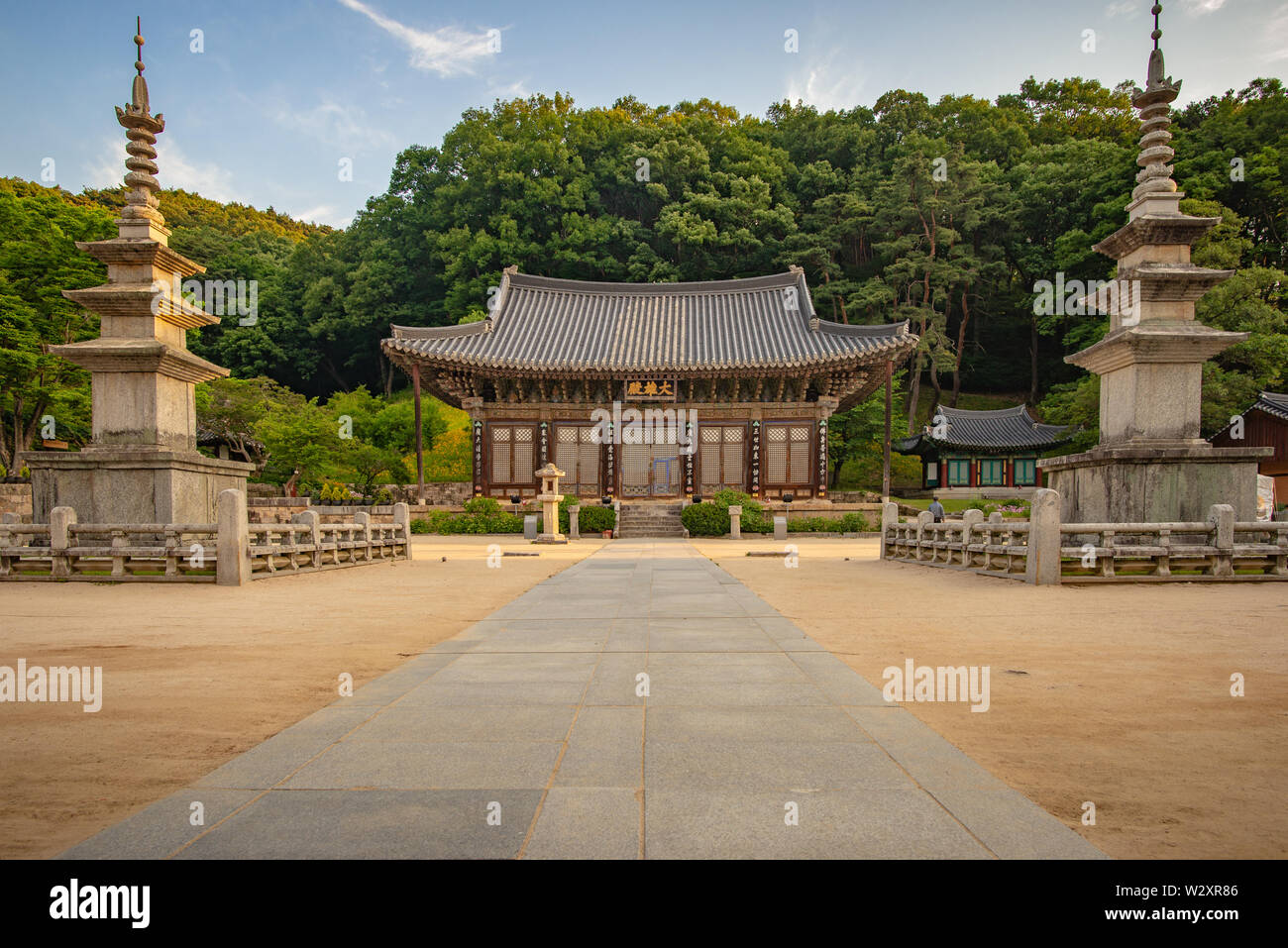 Main temple building at Jijiksa Monastery, taken during a summer afternoon, Gimcheon, South Korea Stock Photo