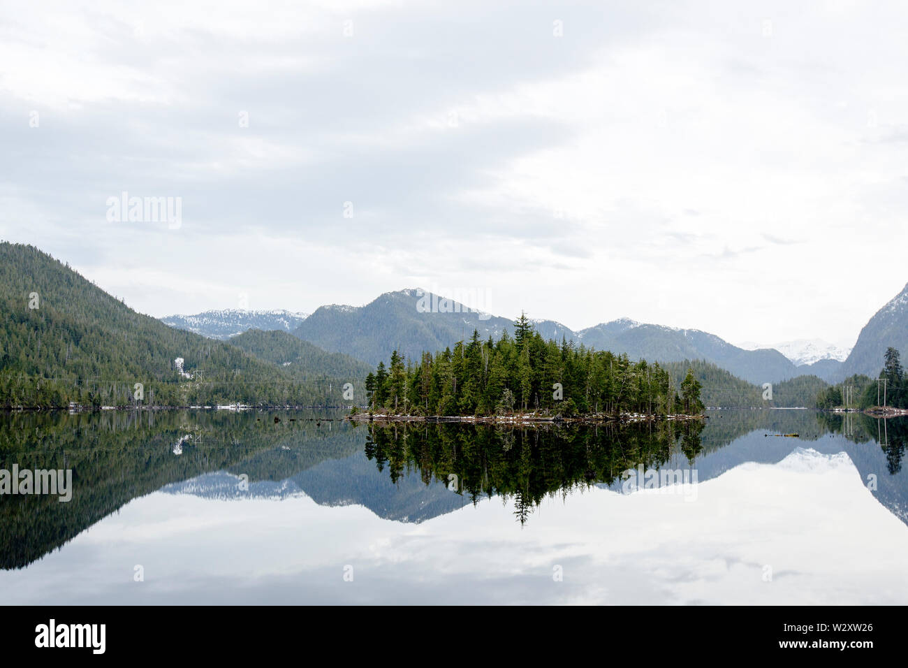 Boreal forest in the area where the new LNG terminals are being constructed. The Liquid natural gas terminals will ship LNG to asian countries Stock Photo