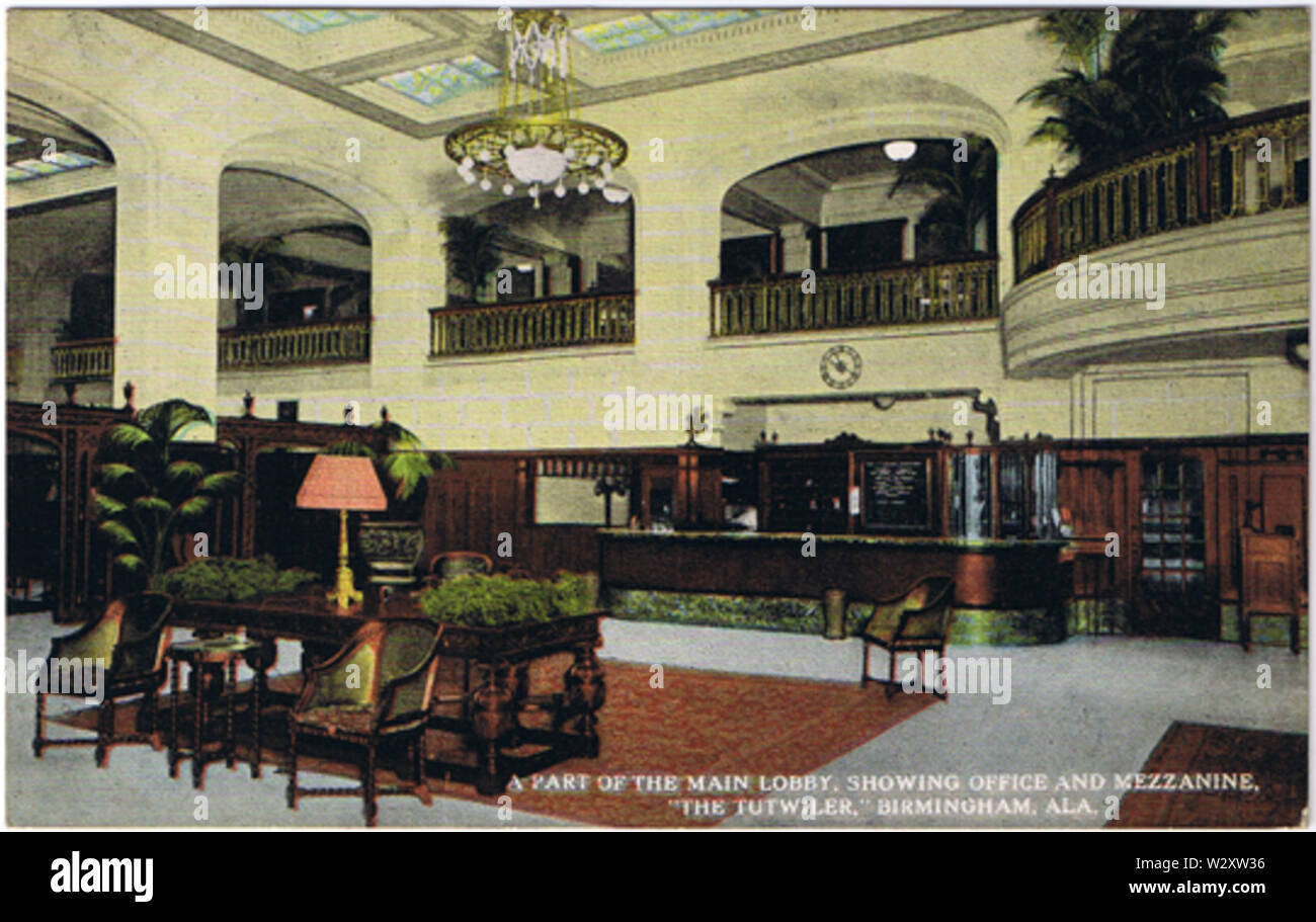 Lobby, Tutwiler Hotel, Birmingham, Alabama 1910s Stock Photo Alamy