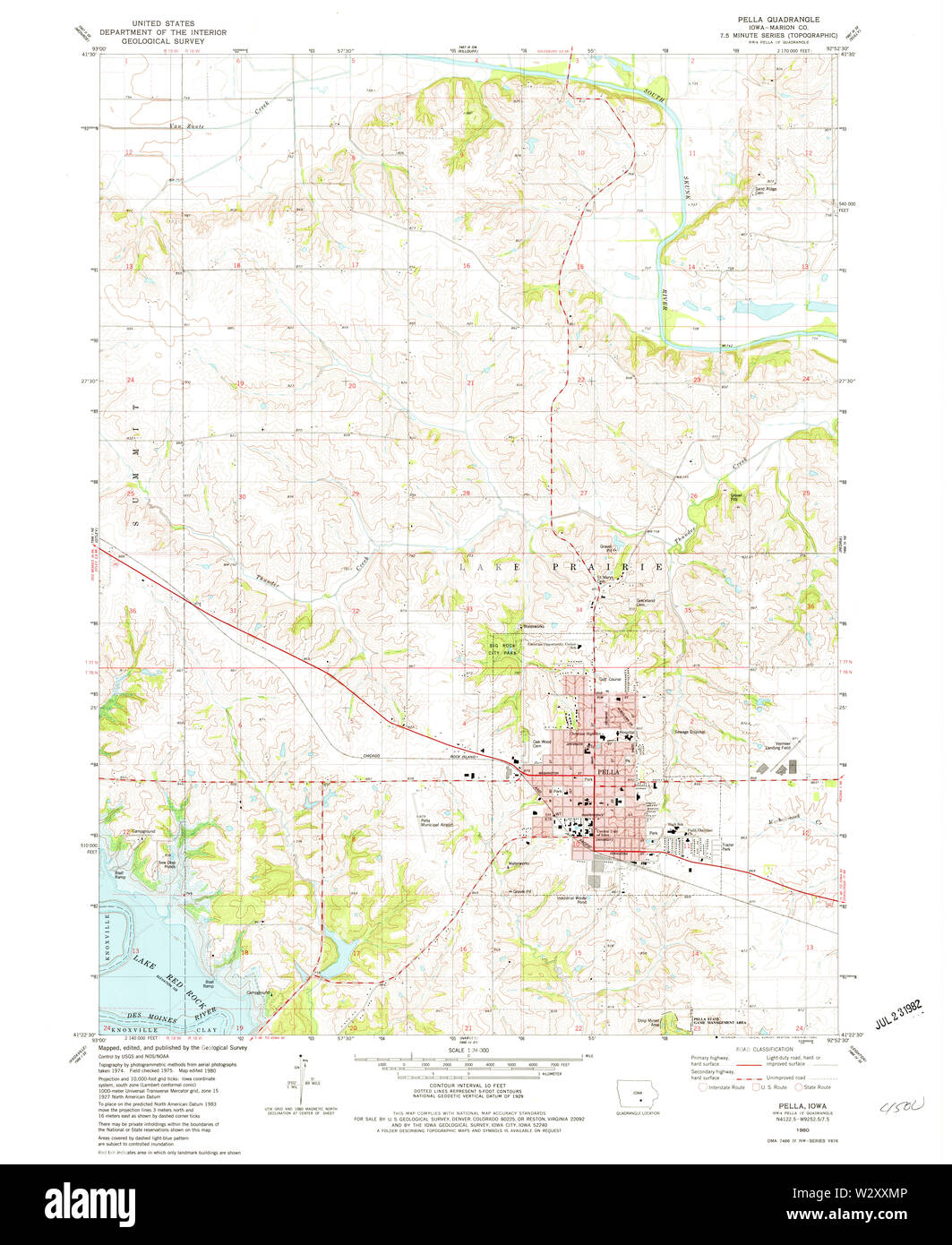 USGS TOPO Maps Iowa IA Pella 175356 1980 24000 Restoration Stock Photo