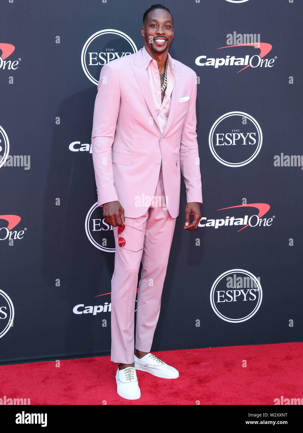 Los Angeles, California, USA. 10th July, 2019. American basketball player Dwight Howard arrives at the 2019 ESPY Awards held at Microsoft Theater L.A. Live on July 10, 2019 in Los Angeles, California, Los Angeles, California, USA. 10th July, 2019. American basketball player Dwight Howard arrives at the 2019 ESPY Awards held at Microsoft Theater L.A. Live on July 10, 2019 in Los Angeles, California,