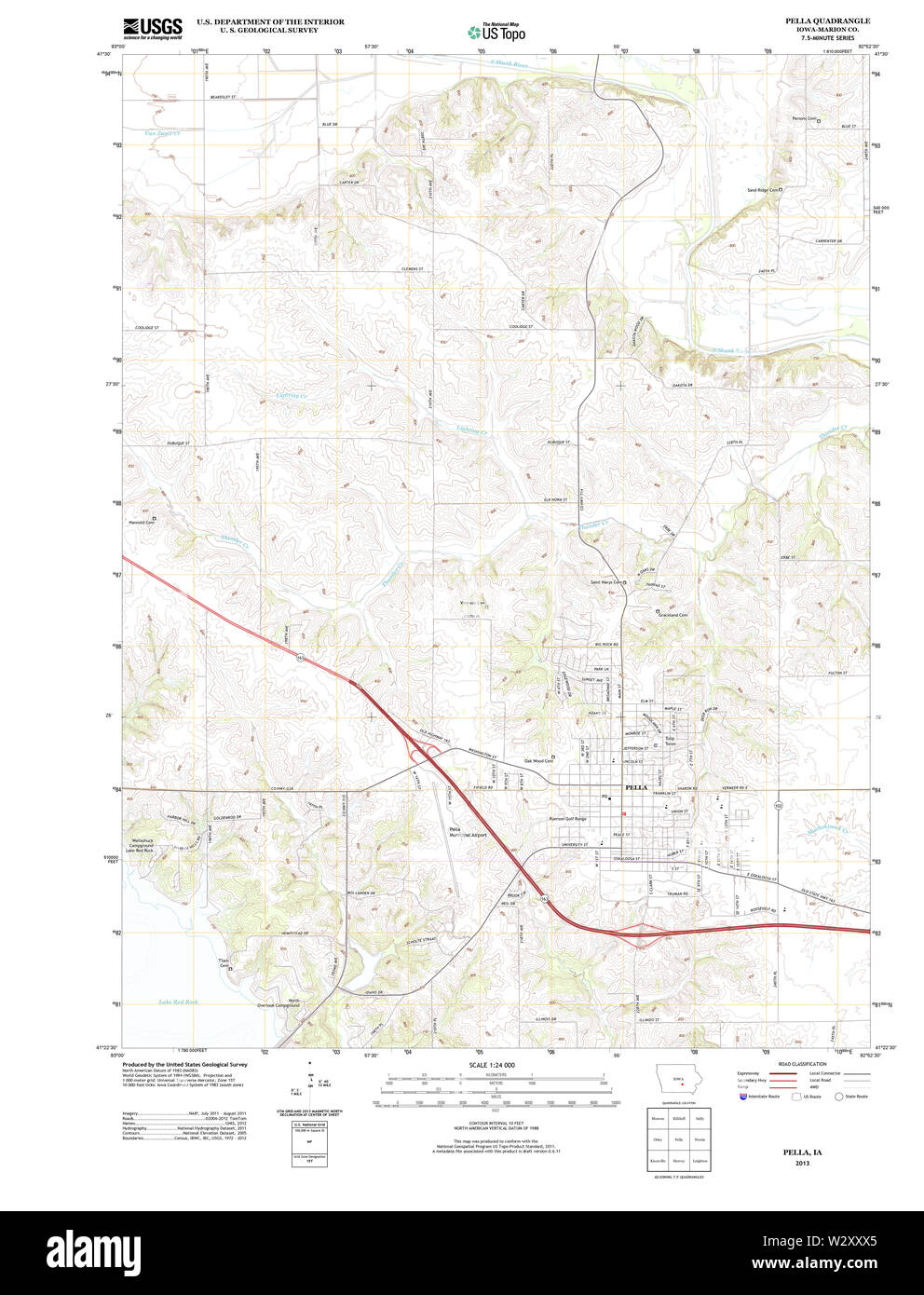 USGS TOPO Maps Iowa IA Pella 20130416 TM Restoration Stock Photo