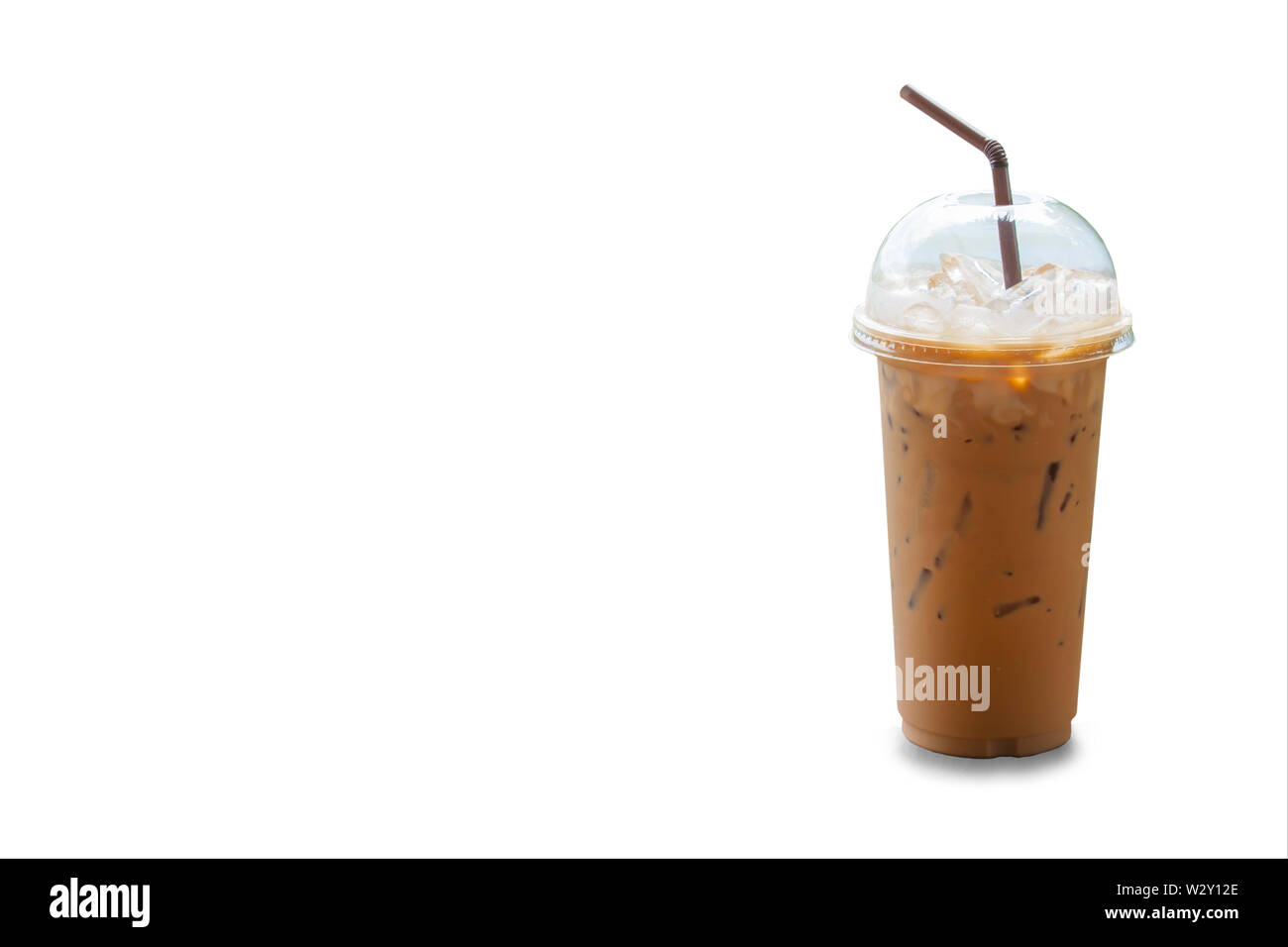 Download Iced Coffee In A Plastic Glass On A White Background With Clipping Path Stock Photo Alamy