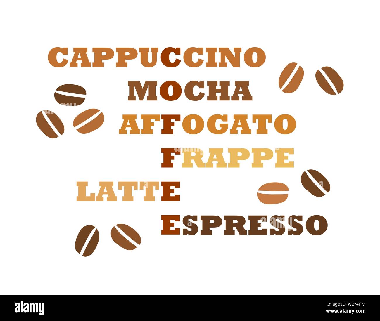 Coffee types crossword design. Vector illustration Stock Vector Image